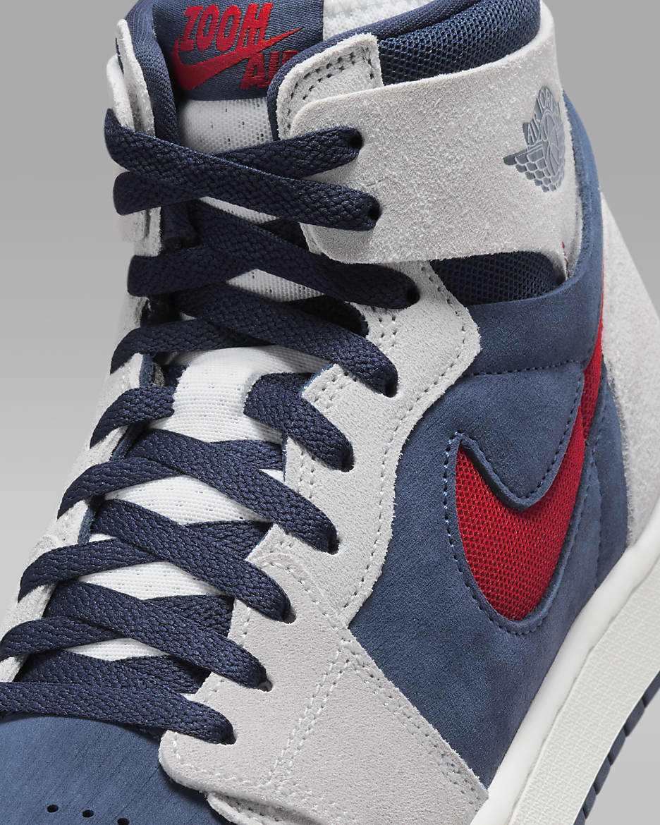 Sapatilhas Air Jordan 1 Zoom CMFT 2 para homem - Midnight Navy/Cinzento Neutral/Branco Summit/Vermelho Varsity