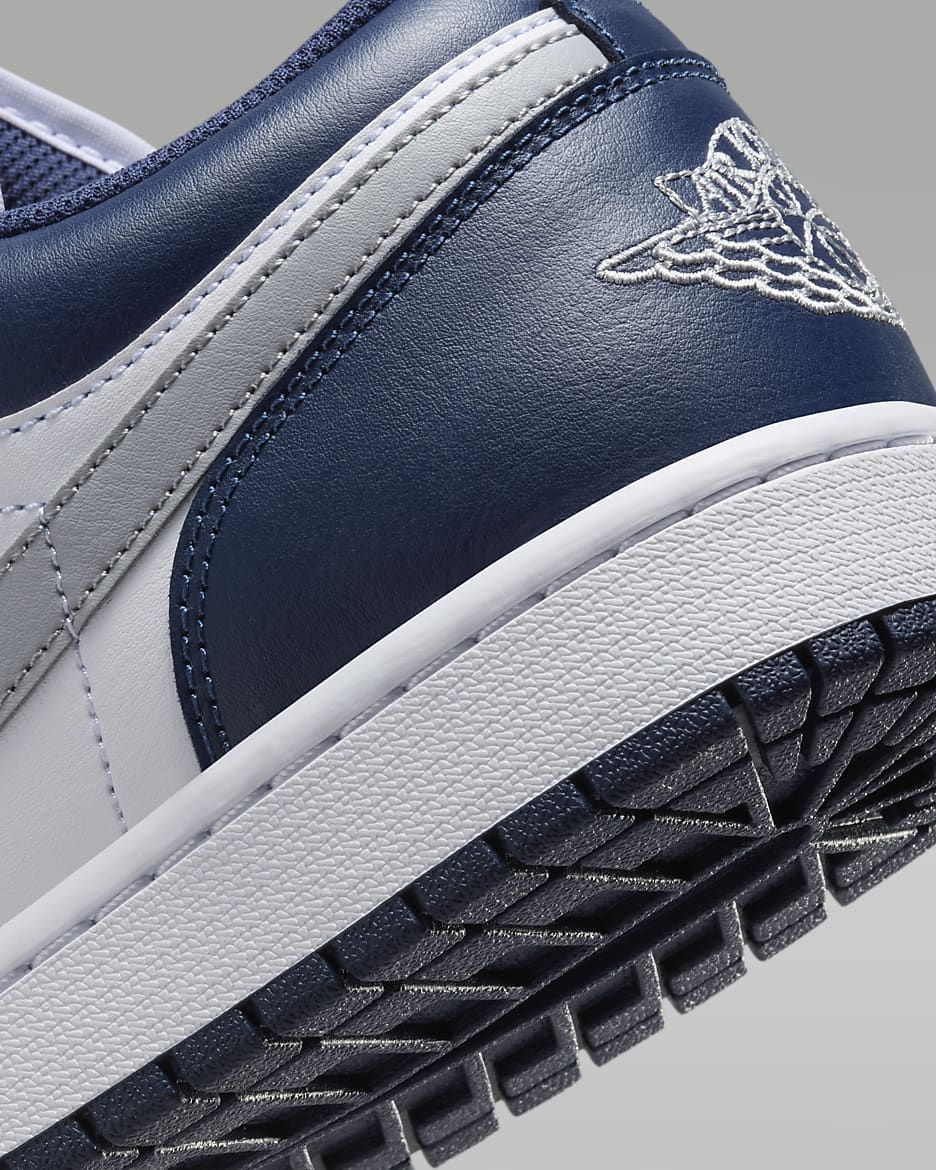 Air Jordan 1 Low Men's Shoes - White/Midnight Navy/Wolf Grey