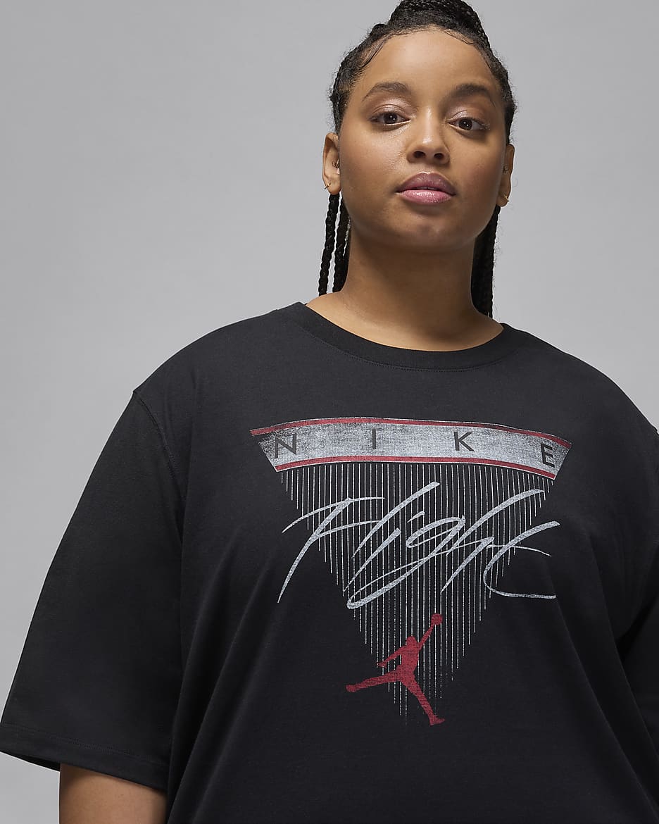 Jordan Flight Heritage Women's Graphic T-Shirt (Plus Size) - Black/Gym Red