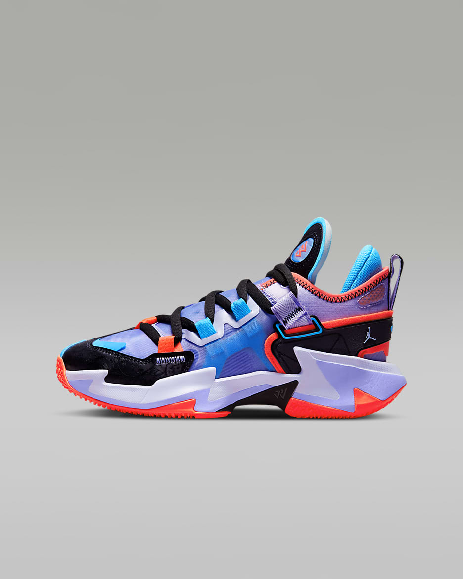 Jordan Why Not? Zer0.5 Big Kids' Basketball Shoes - Amethyst Tint/Black/Chlorine Blue/Bright Crimson