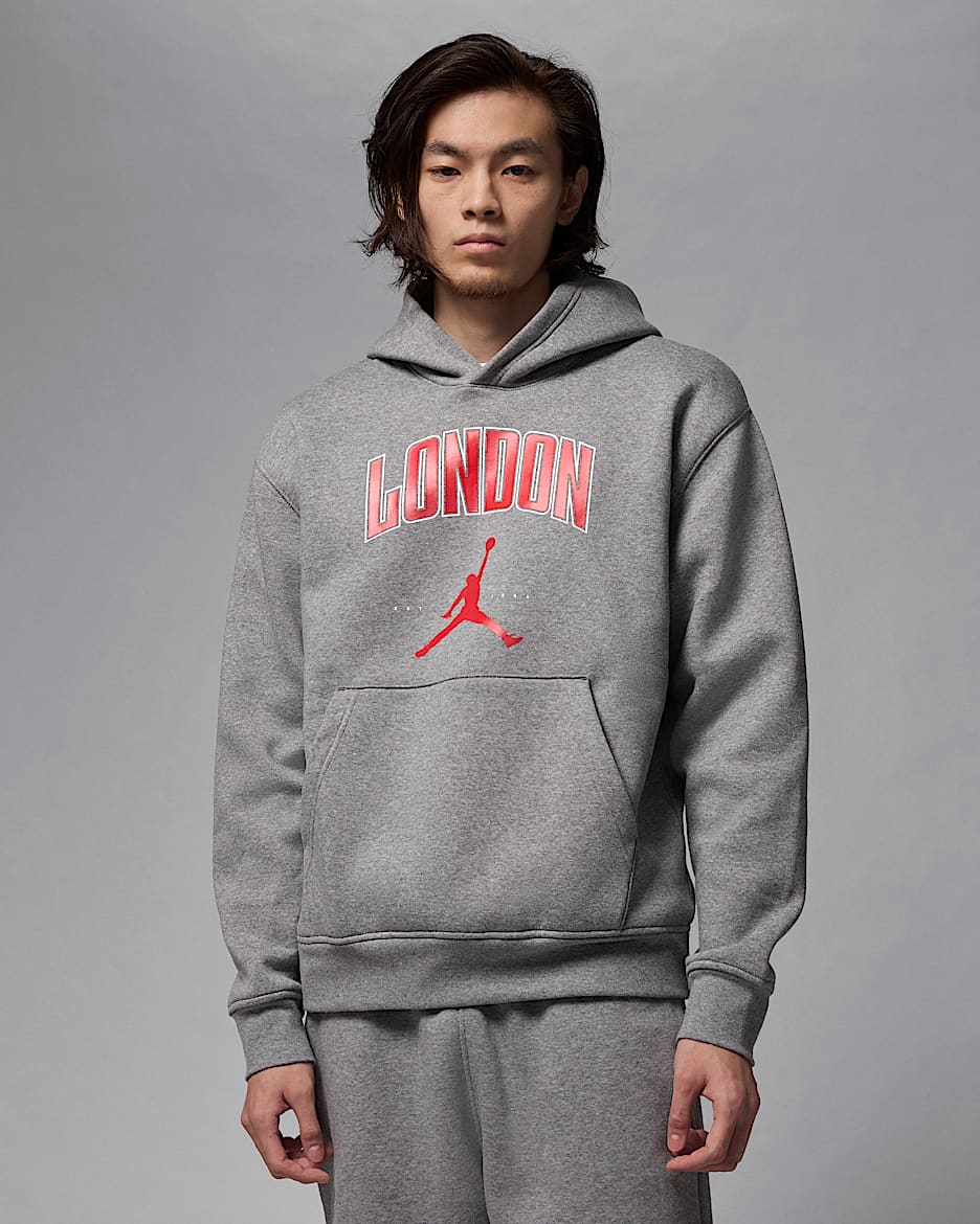 Felpa pullover in fleece con cappuccio London Jordan – Uomo - Carbon Heather