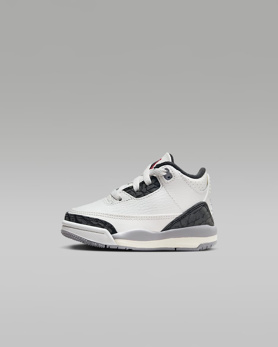 Jordan 3 Retro 'Cement Grey' Baby/Toddler Shoes - Summit White/Cement Grey/Black/Fire Red