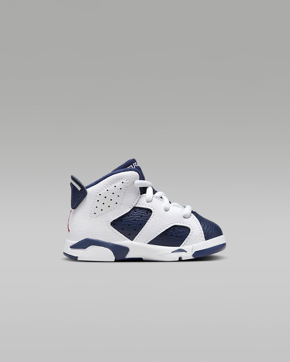 Jordan 6 Retro "White and Midnight Navy" Baby/Toddler Shoes - White/Midnight Navy/Varsity Red