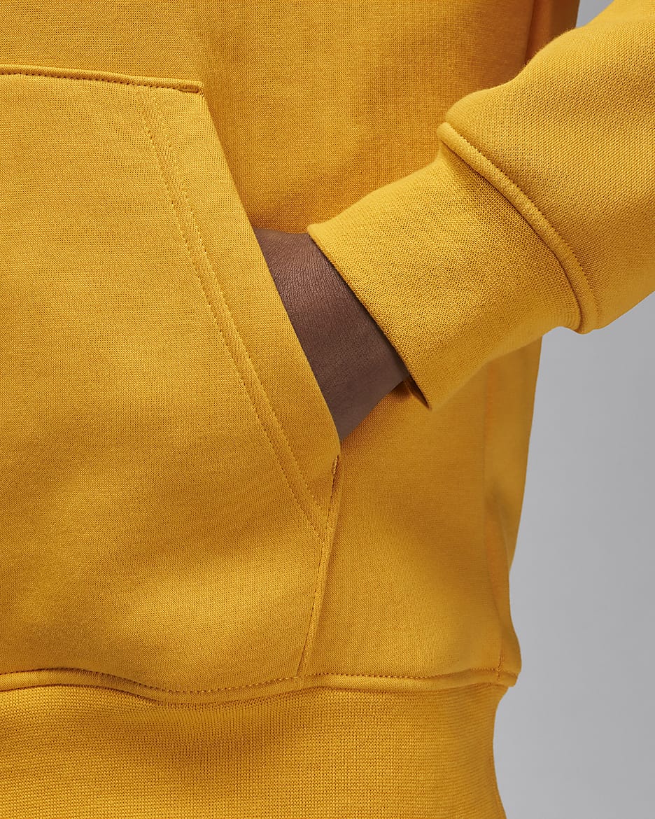 Jordan Brooklyn Fleece hettegenser med trykk til herre - Yellow Ochre/Hvit