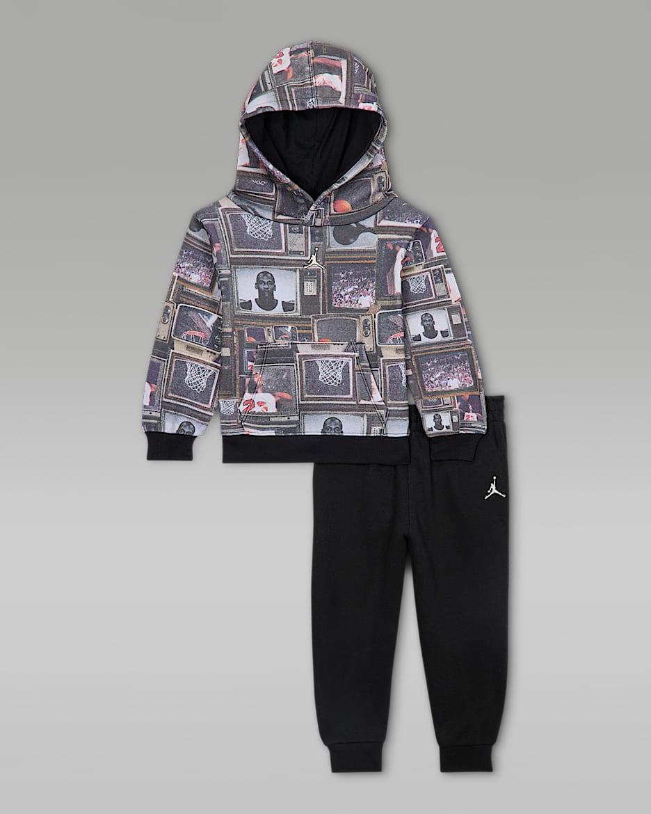 Dwuczęściowy zestaw z nadrukiem dla niemowląt Jordan Brooklyn Fleece (12–24 M) - Czerń