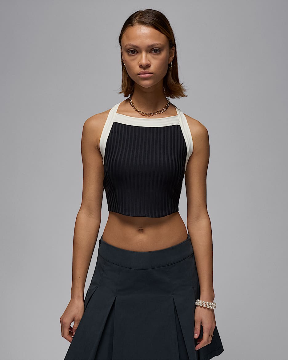Jordan Poolside Women's Halter Top - Black/Sail/Sail