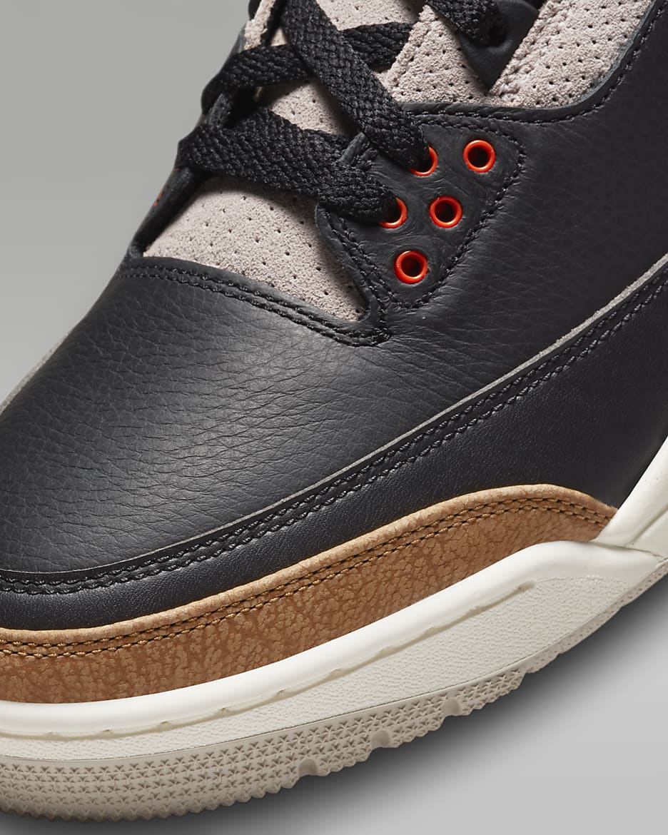 Air Jordan 3 Retro Men's Shoes - Black/Fossil Stone/Sail/Rush Orange