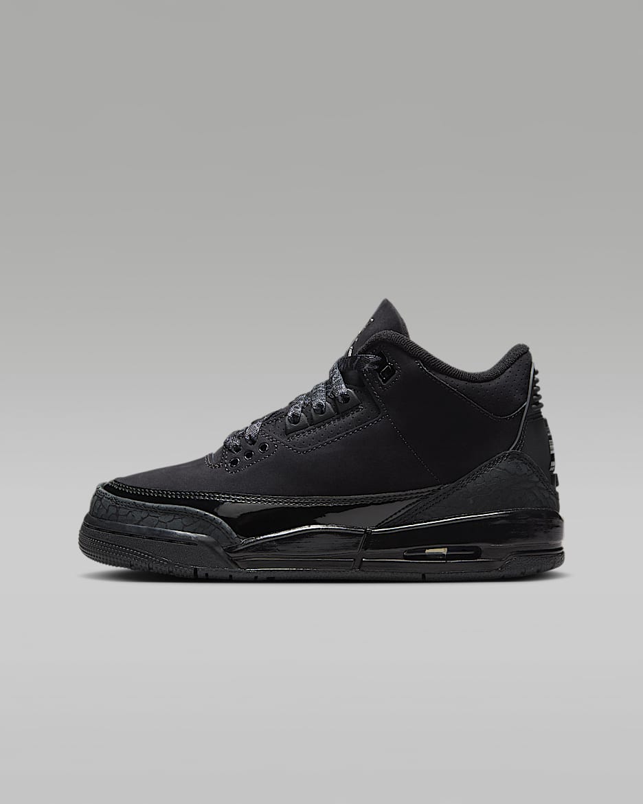 Air Jordan 3 Retro "Black Cat" Big Kids' Shoes - Black/White/Dark Charcoal