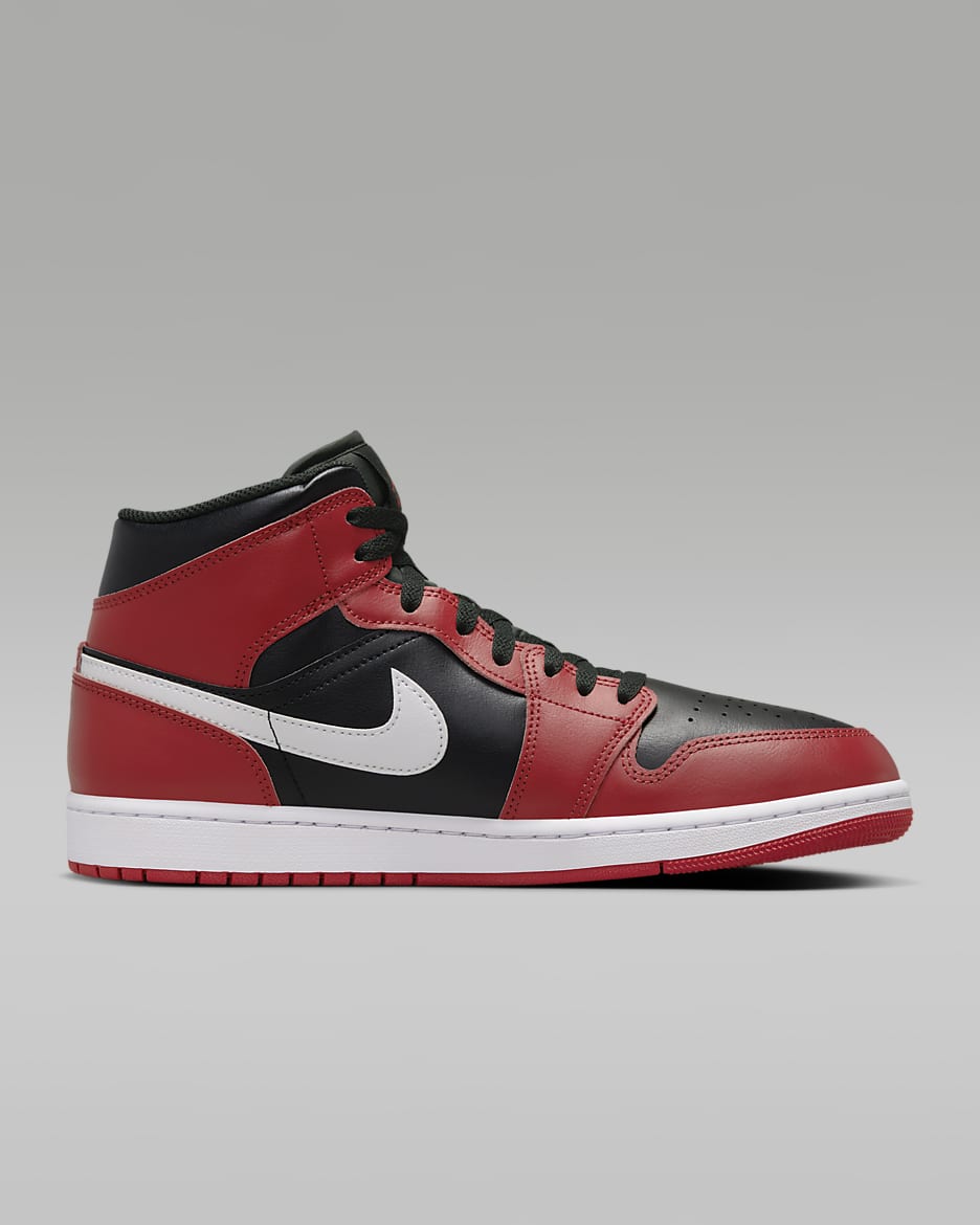 Air Jordan 1 Mid Men's Shoes - Black/Gym Red/White