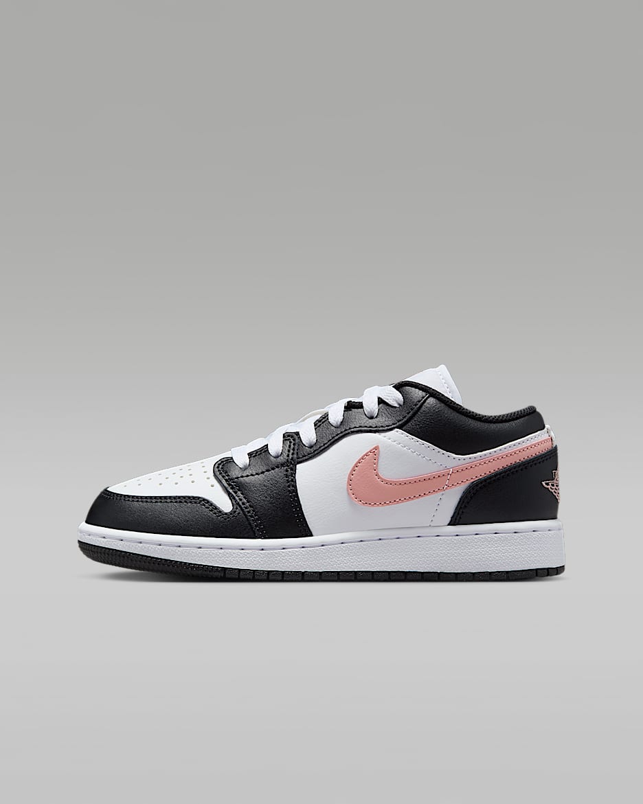 Air Jordan 1 Low Older Kids' Shoes - White/Black/Rust Pink