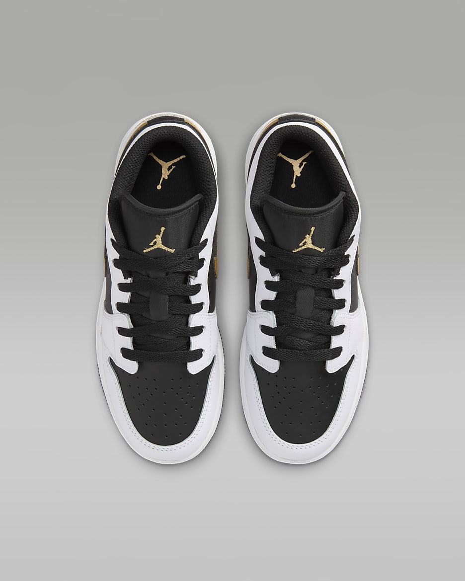 Air Jordan 1 Low Older Kids' Shoes - White/Black/Metallic Gold