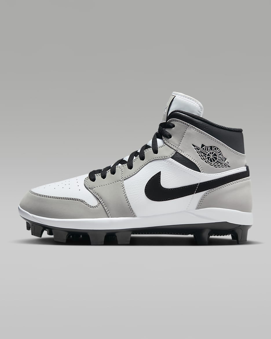Jordan 1 Retro MCS Men's Baseball Cleats - Light Smoke Grey/White/Black