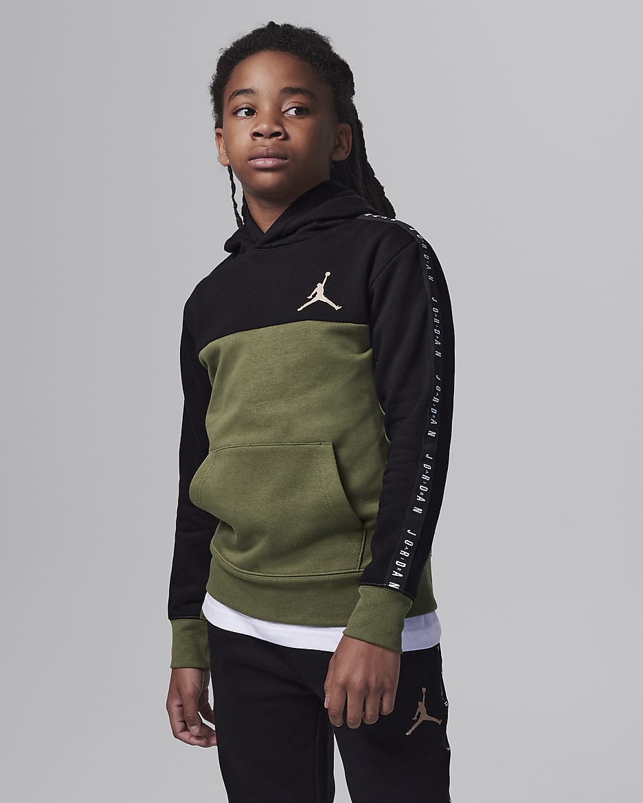 Jordan Flight Sideline Fleece Pullover Big Kids Hoodie - Sky J Light Olive