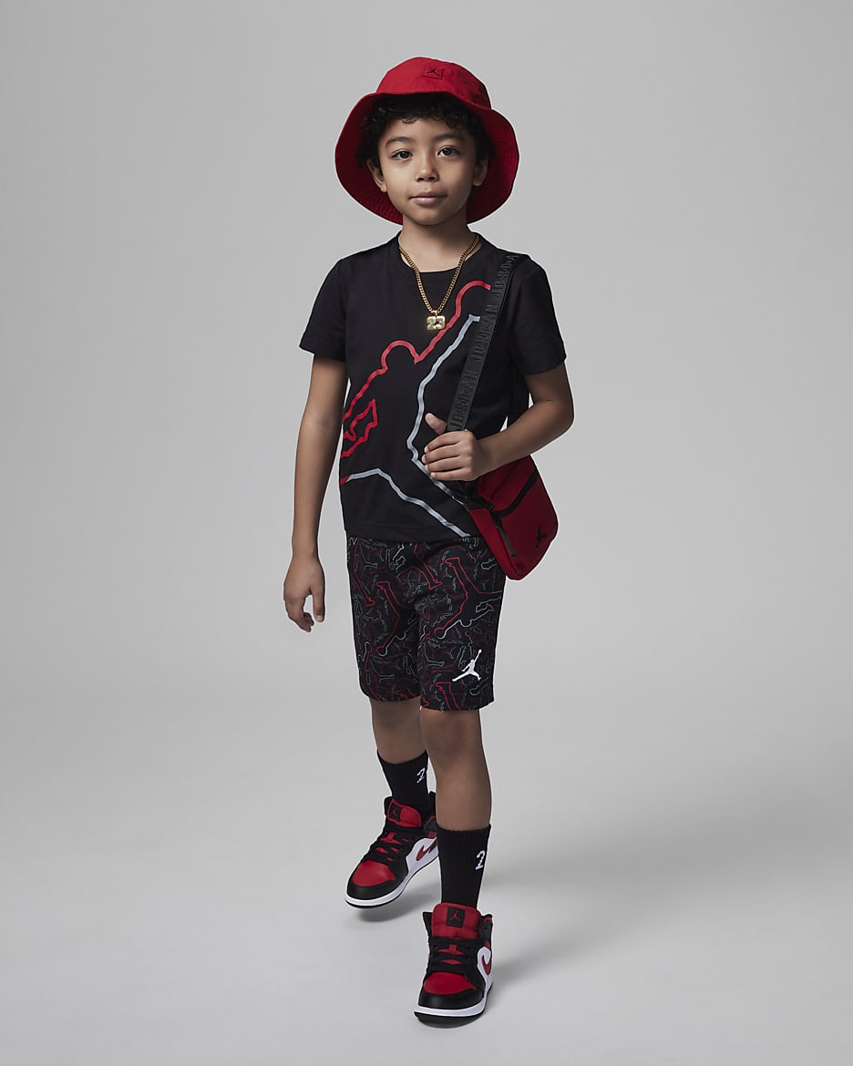 Conjunto de 2 piezas para niños de preescolar (conjunto con shorts Jordan Air Jump-bled) - Negro