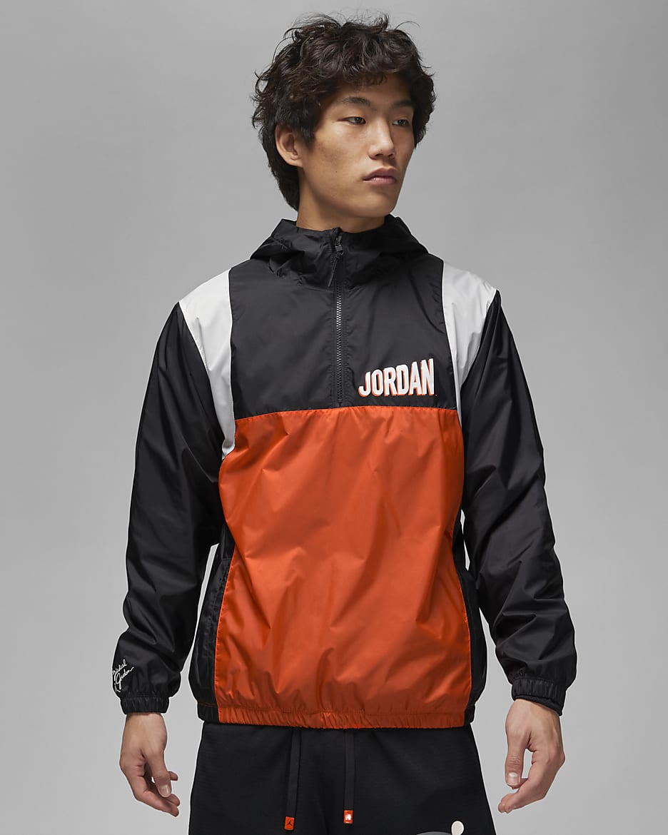Jordan Flight MVP Men's Hooded Pullover Jacket - Black/Rush Orange/Phantom/Phantom