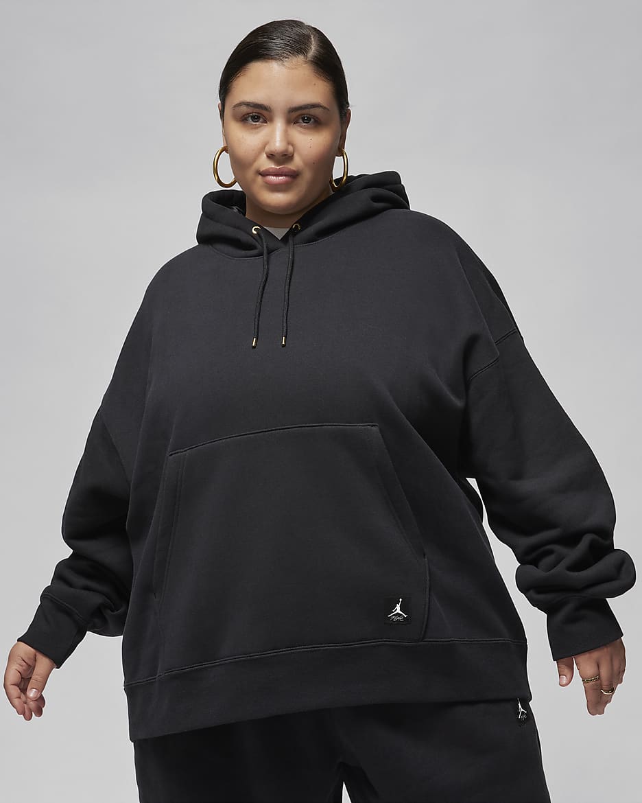 Hoodie pullover Jordan Flight Fleece para mulher (tamanhos grandes) - Preto