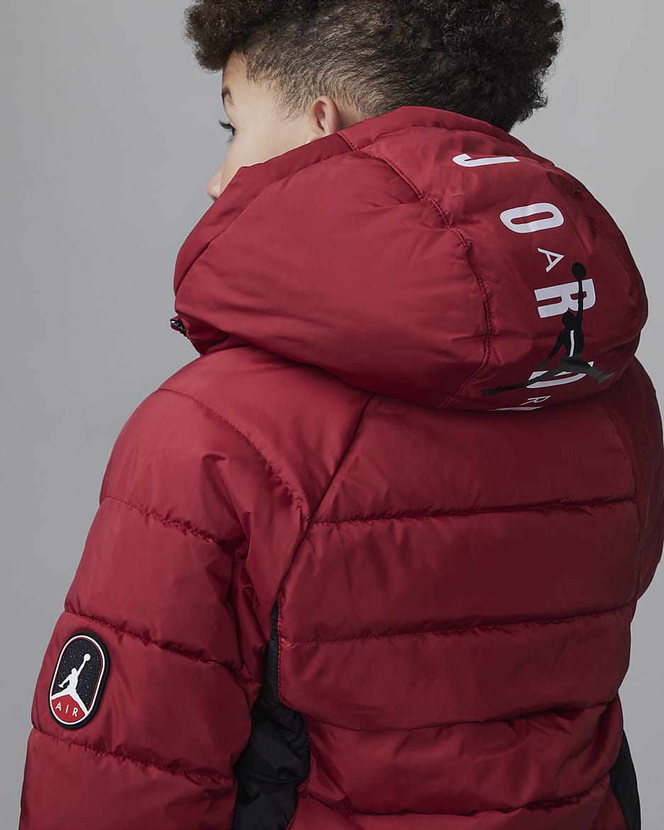 Jordan schwere Puffer-Jacke mit Kapuze für ältere Kinder - Gym Red