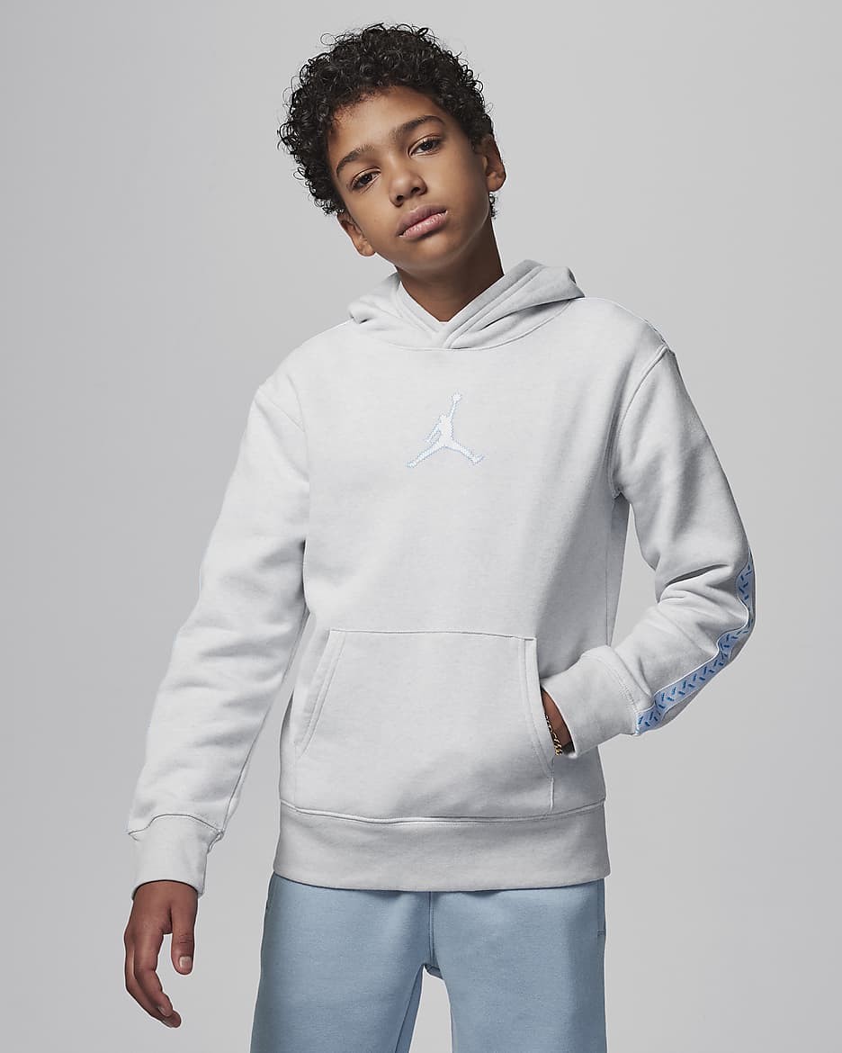Jordan MJ Flight MVP Big Kids' Pullover Hoodie - Platinum Heather