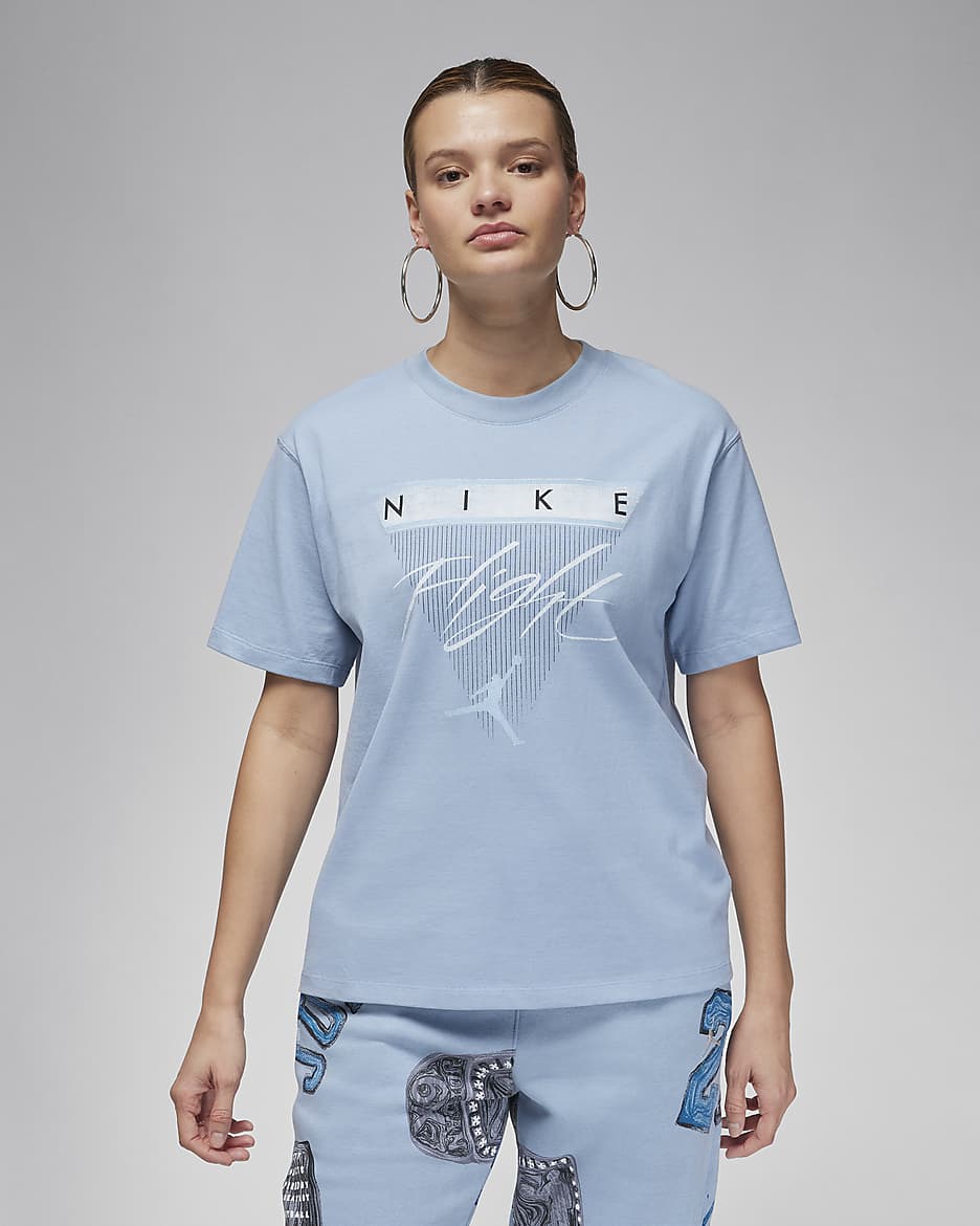 ジョーダン フライト ヘリテージ ウィメンズ グラフィック Tシャツ - ブルーグレー/アイスブルー