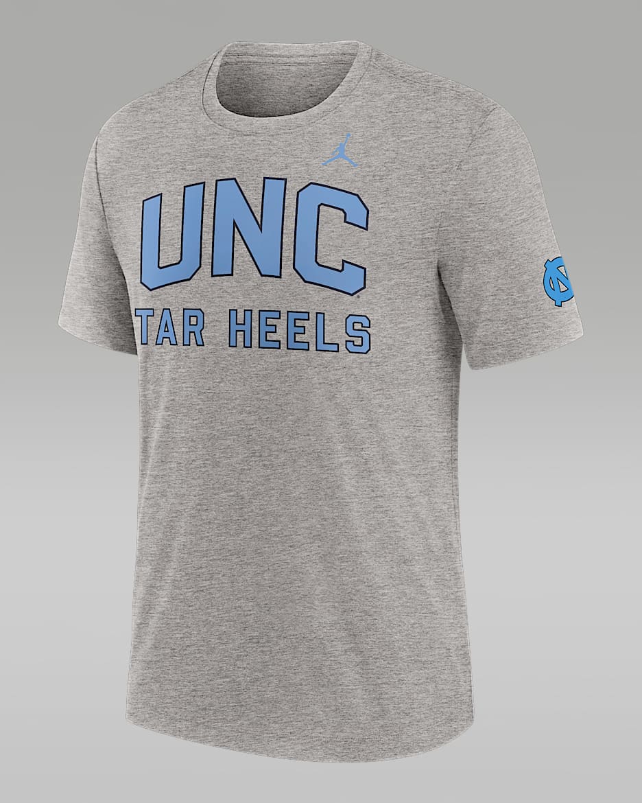 Playera universitaria Nike para hombre North Carolina Campus Collegiate Block - Gris jaspeado