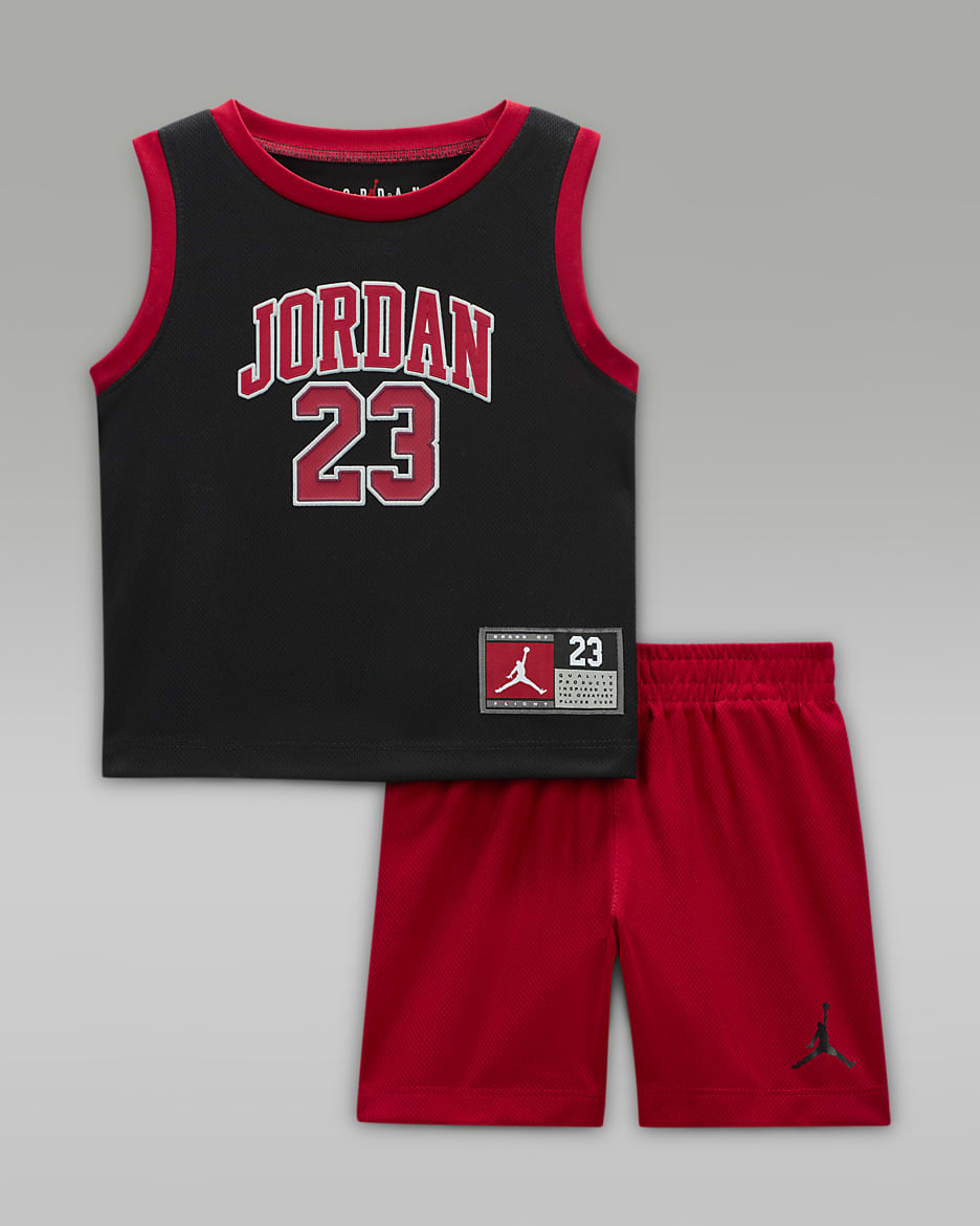 Conjunto de 2 piezas de jerseys para bebé (12-24 meses) Jordan 23 - Negro