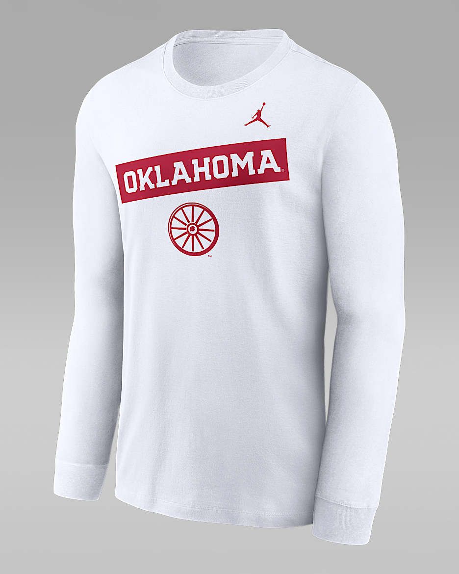 Oklahoma Sooners 2-Hit Classic Location Men's Nike College Long-Sleeve T-Shirt - White