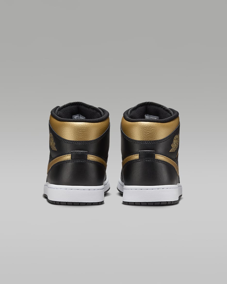 Air Jordan 1 Mid Men's Shoes - Black/White/Metallic Gold