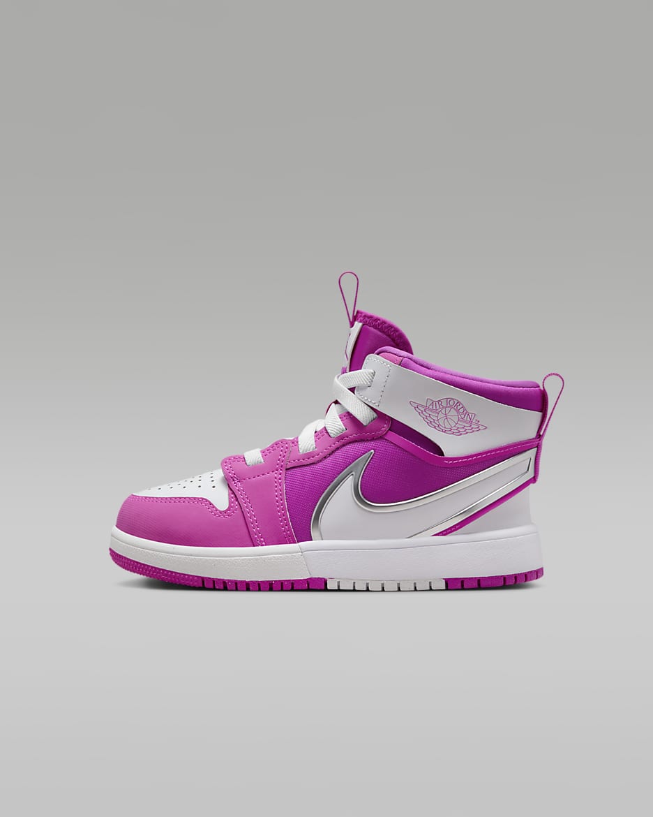 Jordan 1 Mid RM EasyOn Little Kids' Shoes - Fire Pink/White