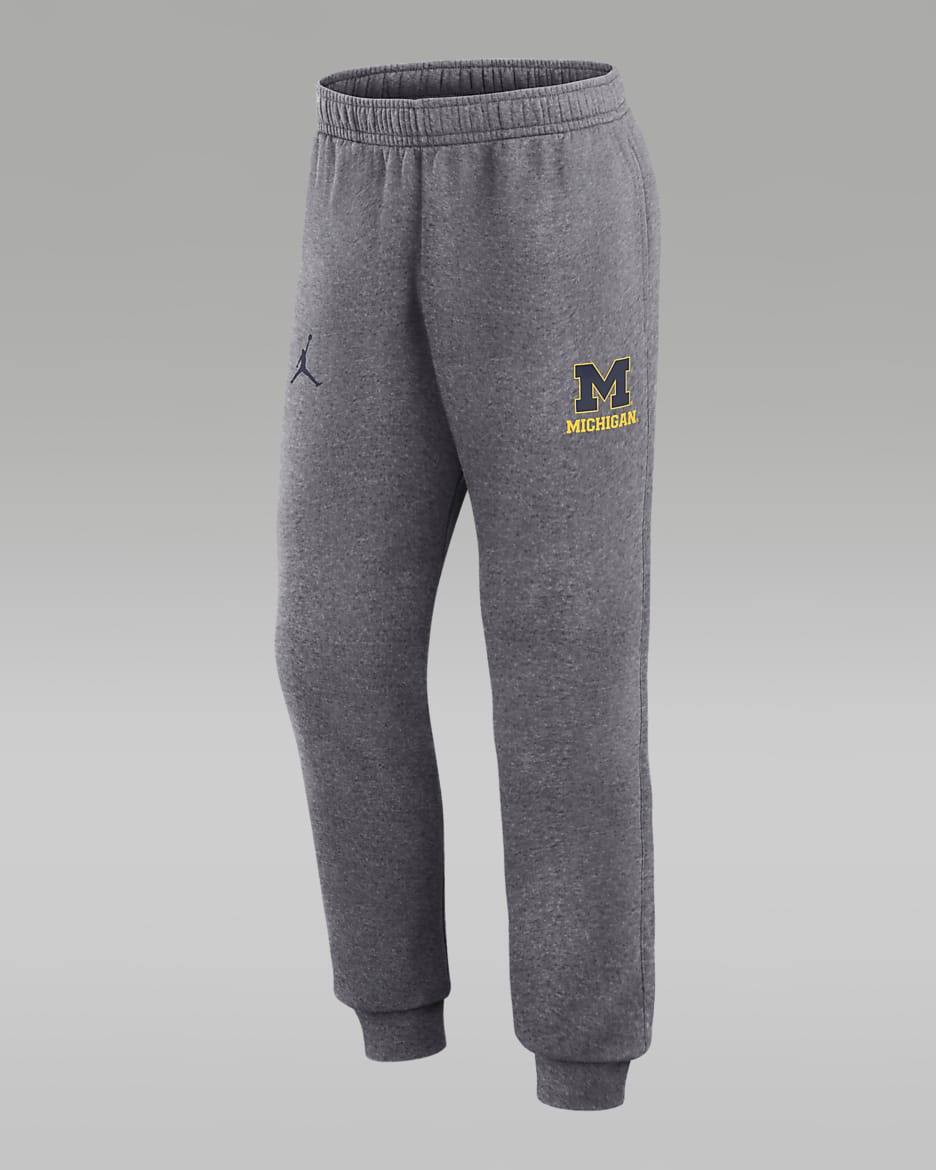 Joggers universitarios Jordan para hombre Michigan Wolverines Primetime Club - Gris jaspeado