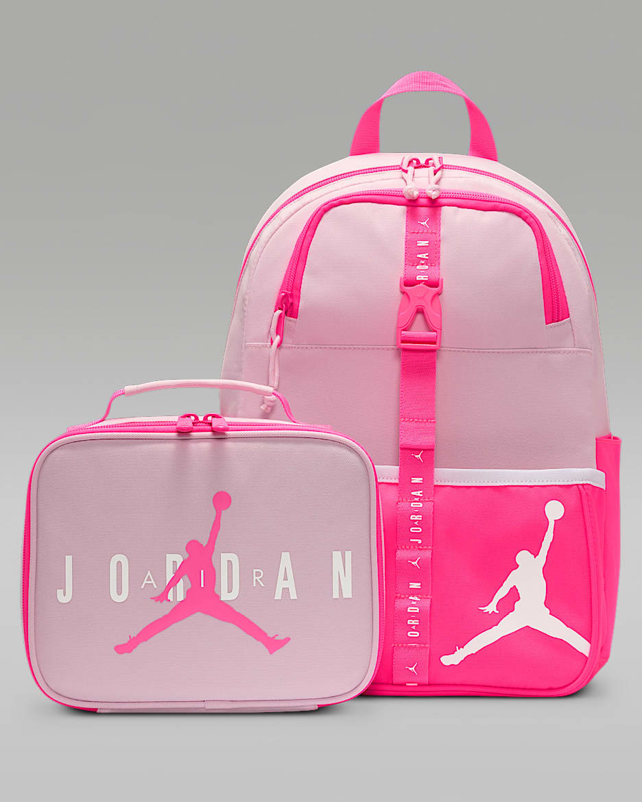 Batoh Air Jordan (18 l) s lunchboxem (3 l) pro větší děti - Pink Foam