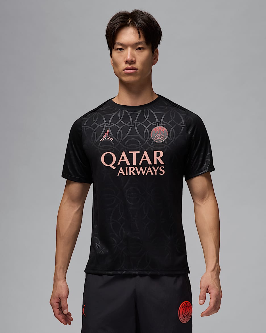 Paris Saint-Germain Academy Pro Third Men's Jordan Dri-FIT Football Pre-Match Top - Black/Infrared 23/Rust Pink