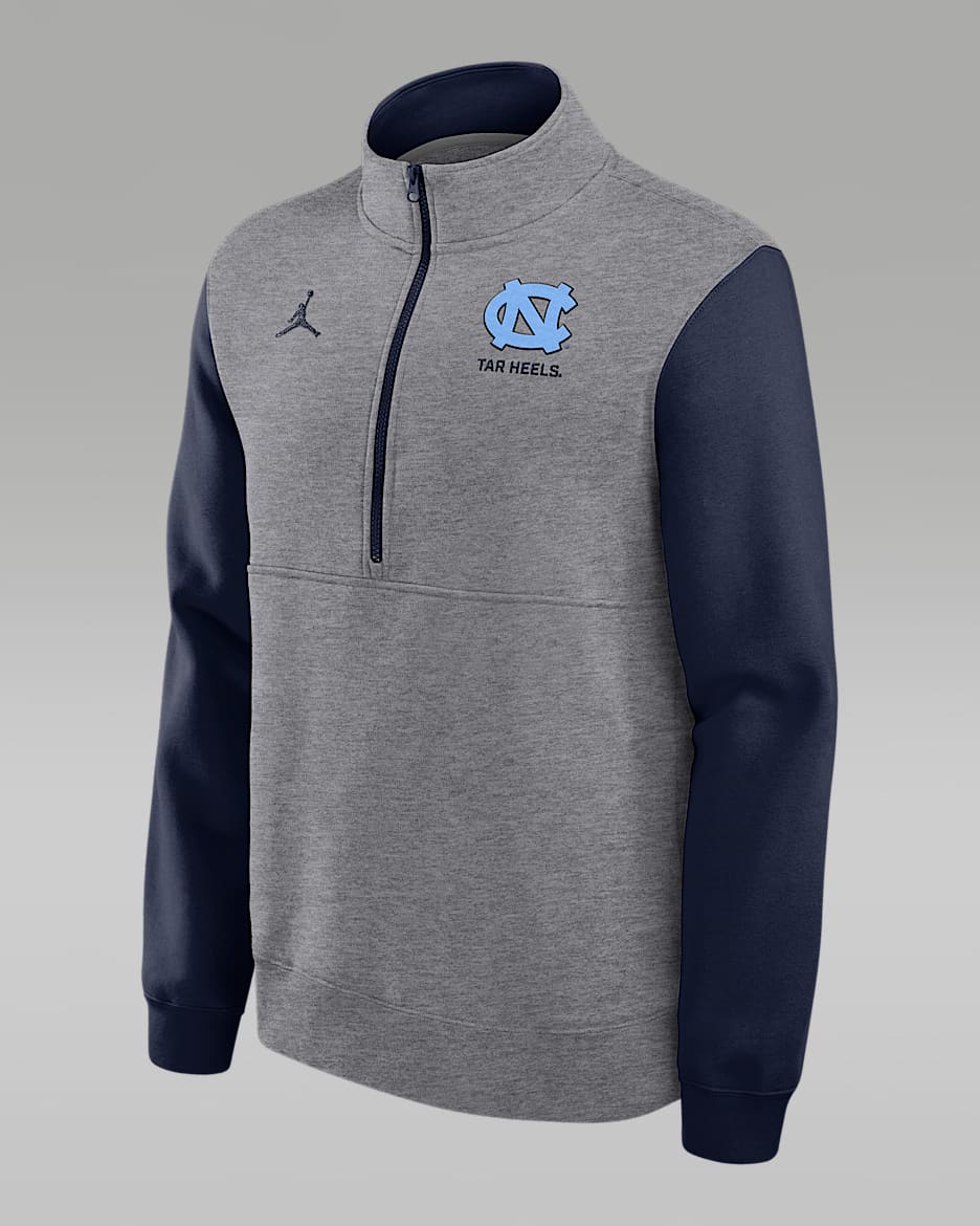 North Carolina Club Men's Jordan Brand College 1/2-Zip Crew - Grey Heather