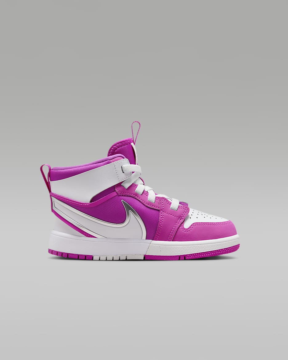 Jordan 1 Mid RM EasyOn Little Kids' Shoes - Fire Pink/White