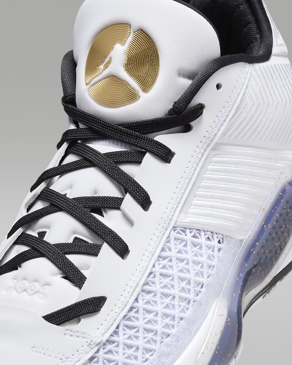 Air Jordan XXXVIII Low Basketball Shoes - White/Black/Pure Platinum/Metallic Gold