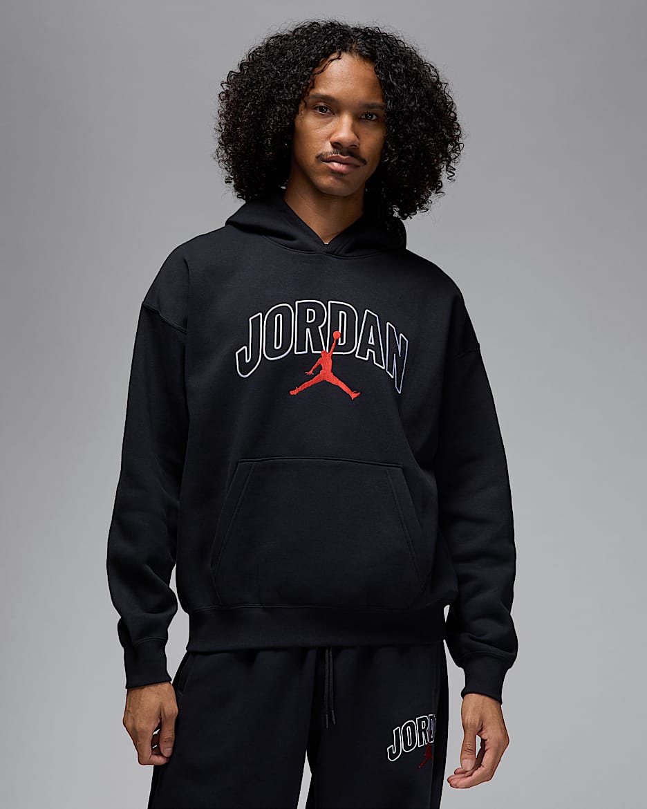 Jordan Brooklyn Fleece Oversize-Hoodie (Herren) - Schwarz/Gym Red