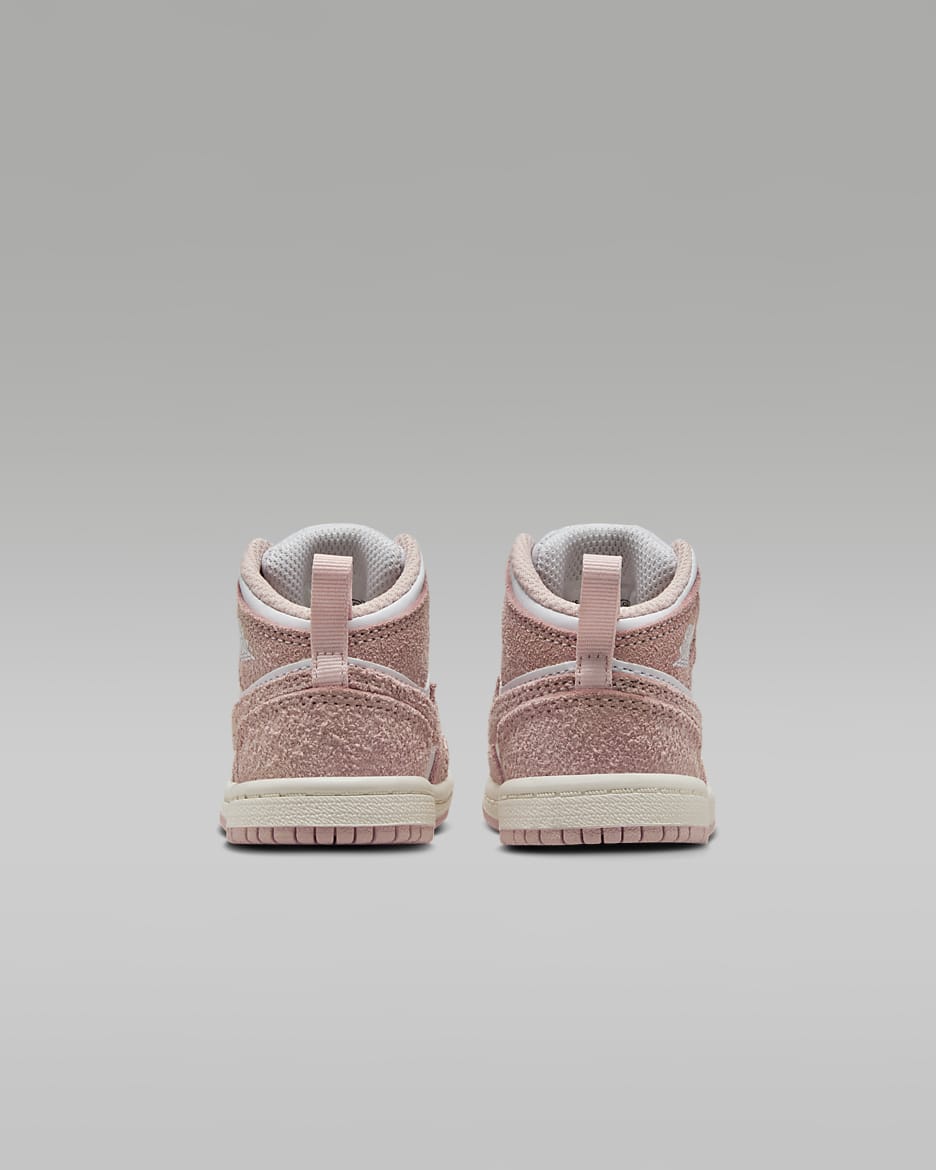 Chaussure Jordan 1 Mid SE pour bébé et tout-petit - Blanc/Sail/Legend Pink