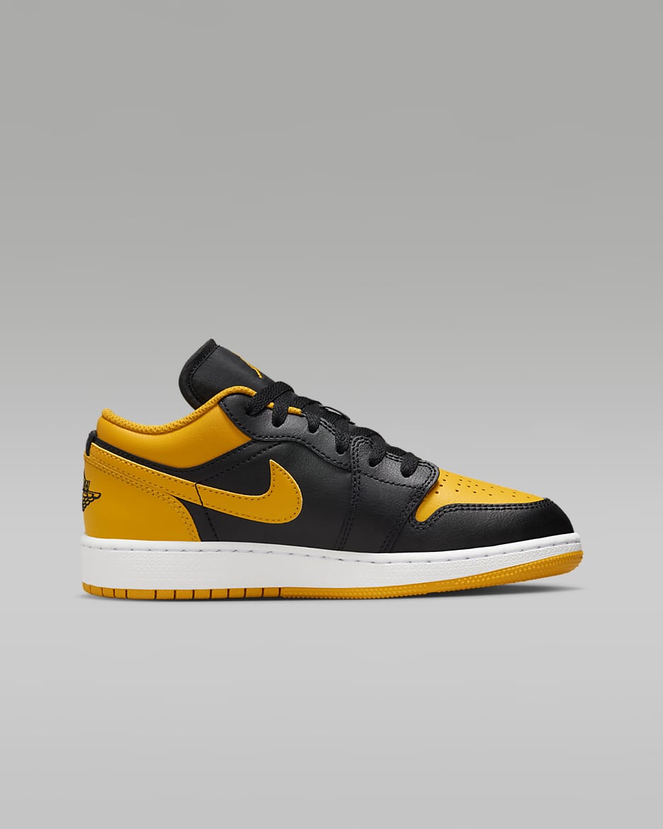 Air Jordan 1 Low Older Kids' Shoes - Black/White/Yellow Ochre