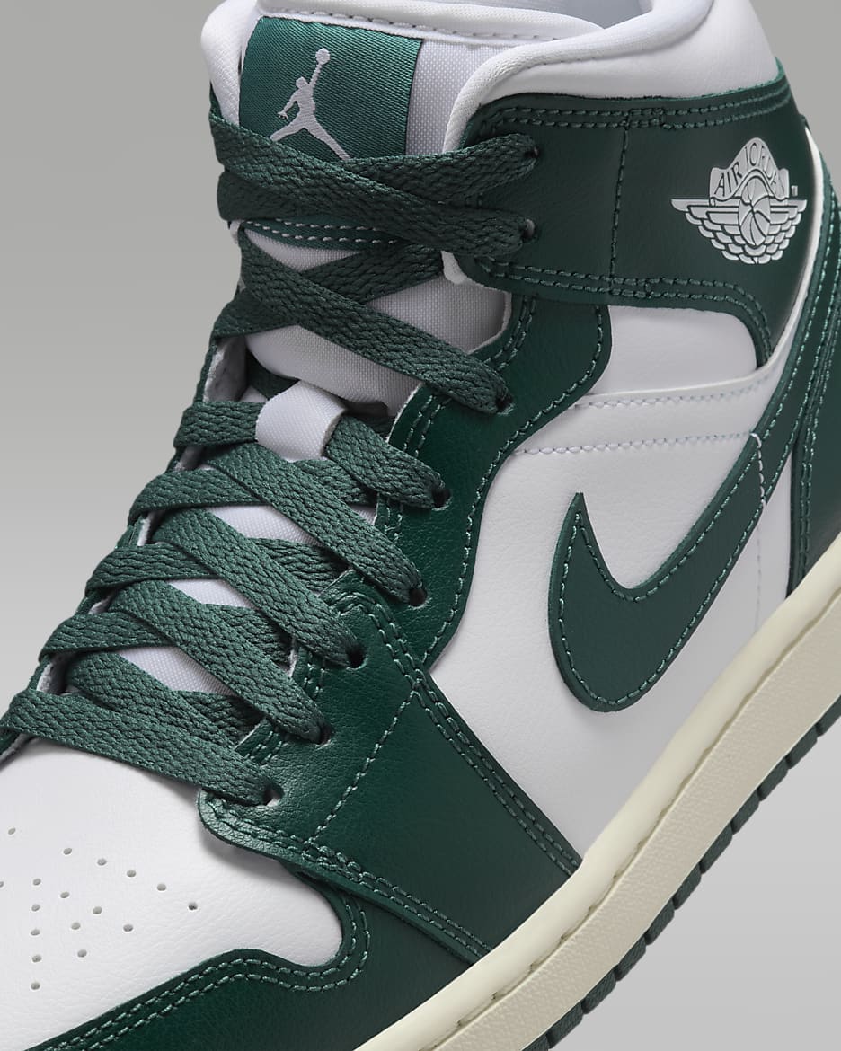 Air Jordan 1 Mid Women's Shoes - White/Sail/Oxidised Green