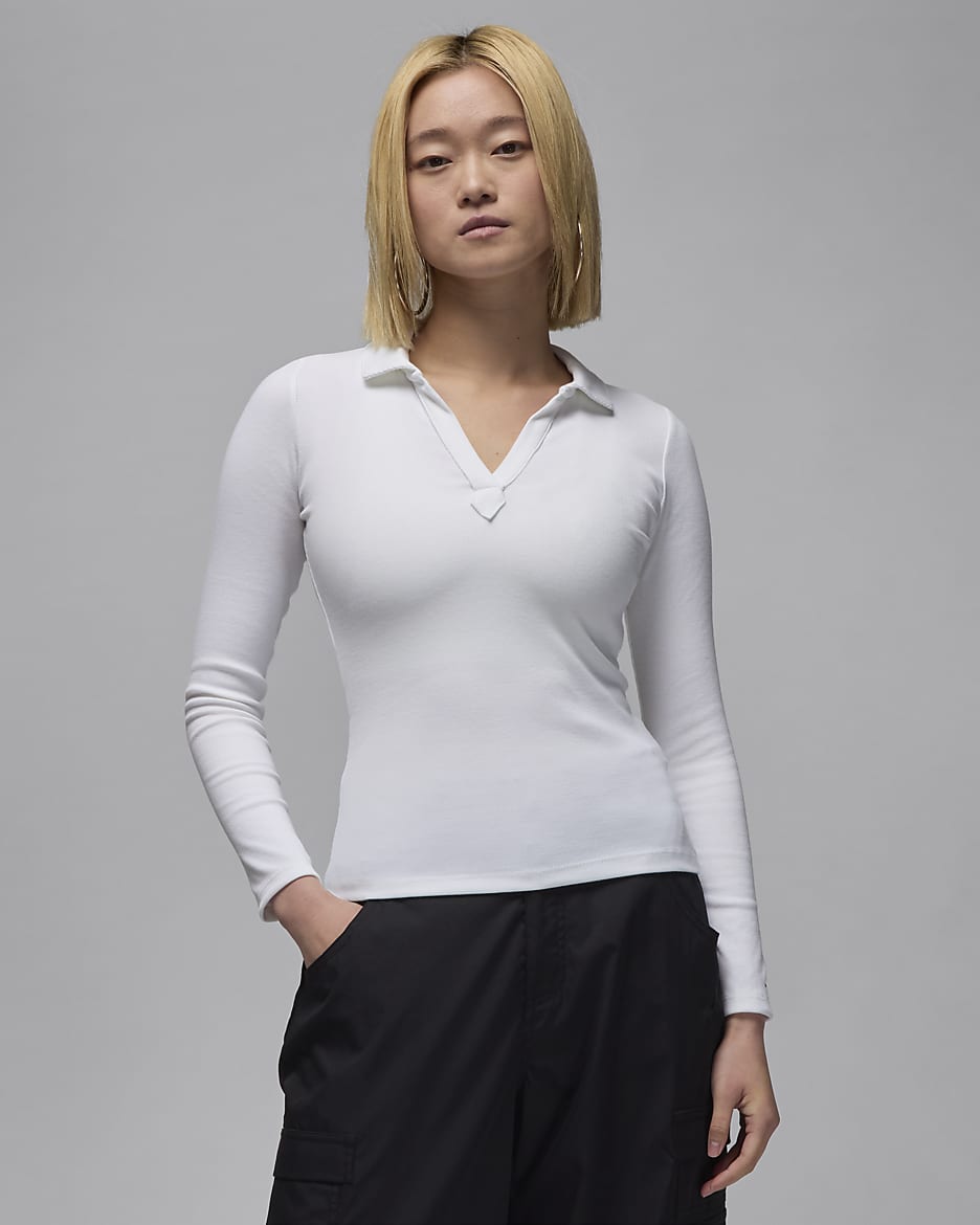 Jordan Women's Long-Sleeve Knit Top - White/Black