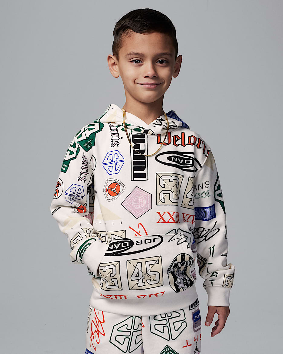 Sudadera con gorro estampada de French Terry para preescolar Jordan Essentials - Vela