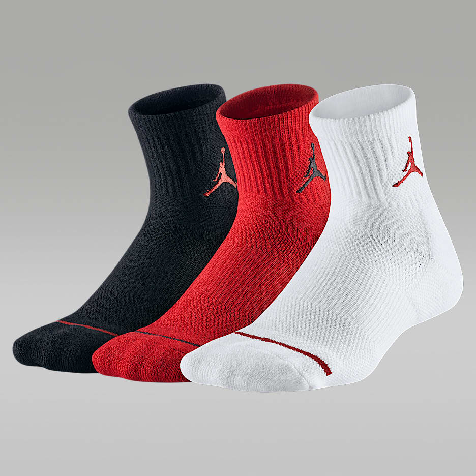Calcetines al tobillo acolchados para niños (3 pares) Jordan - Multicolor/Rojo gimnasio/Negro