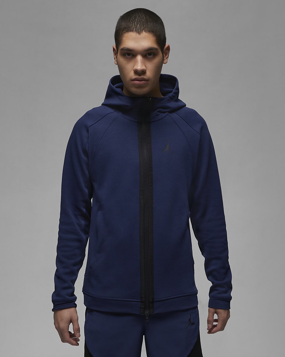 Jordan Dri-FIT Sport 男款 Air Fleece 全長式拉鍊連帽上衣 - Midnight Navy/黑色