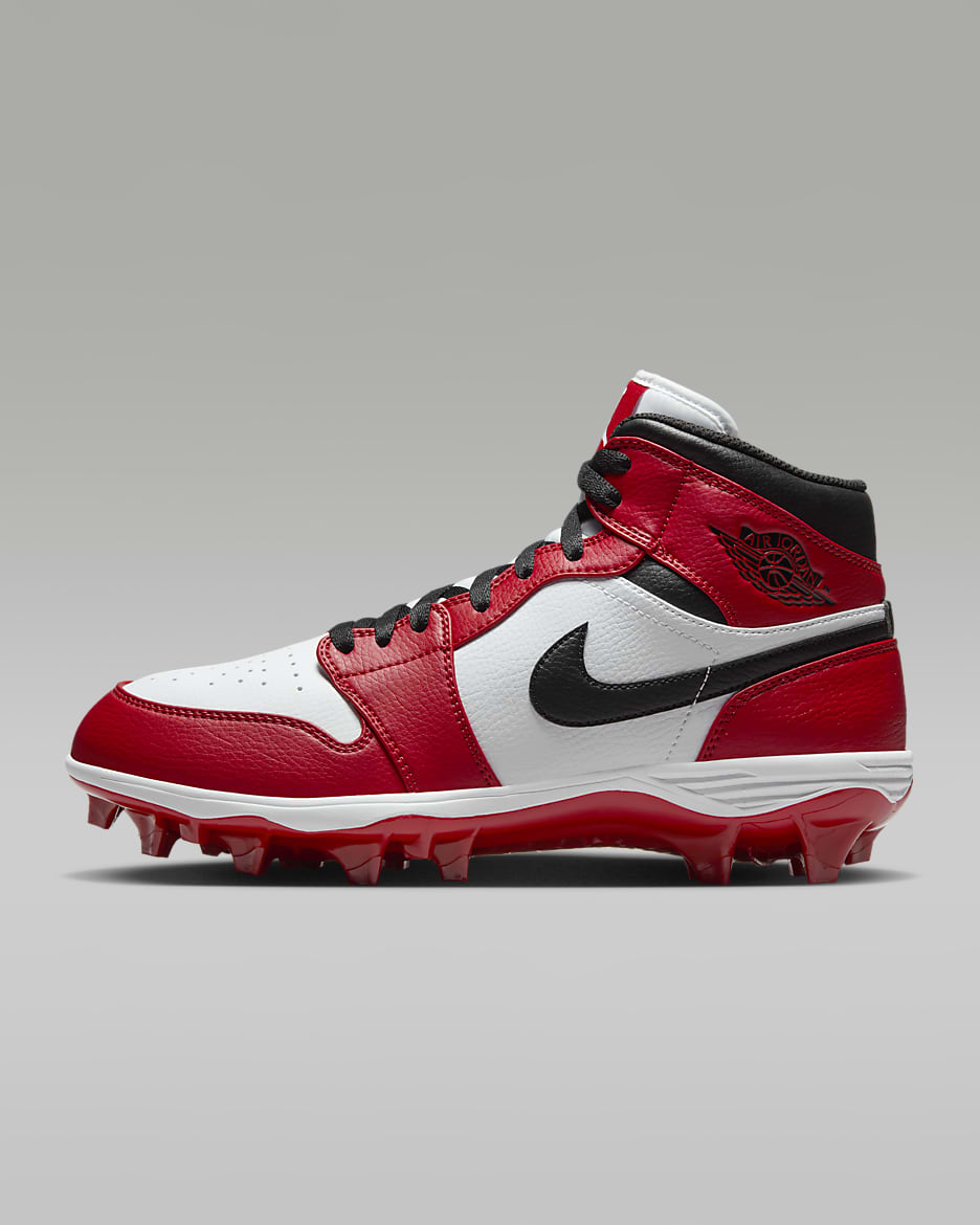 Tacos de fútbol americano para hombre Jordan 1 Mid TD - Blanco/Rojo universitario/Negro