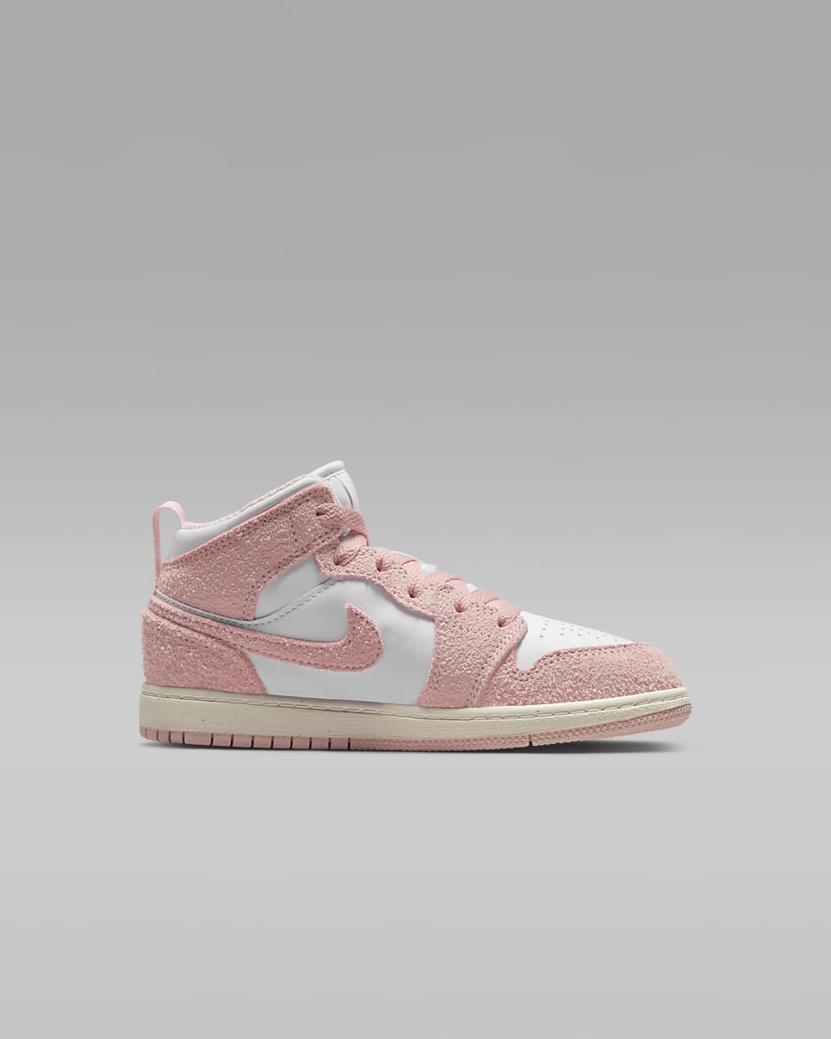 Jordan 1 Mid SE Younger Kids' Shoes - White/Sail/Legend Pink