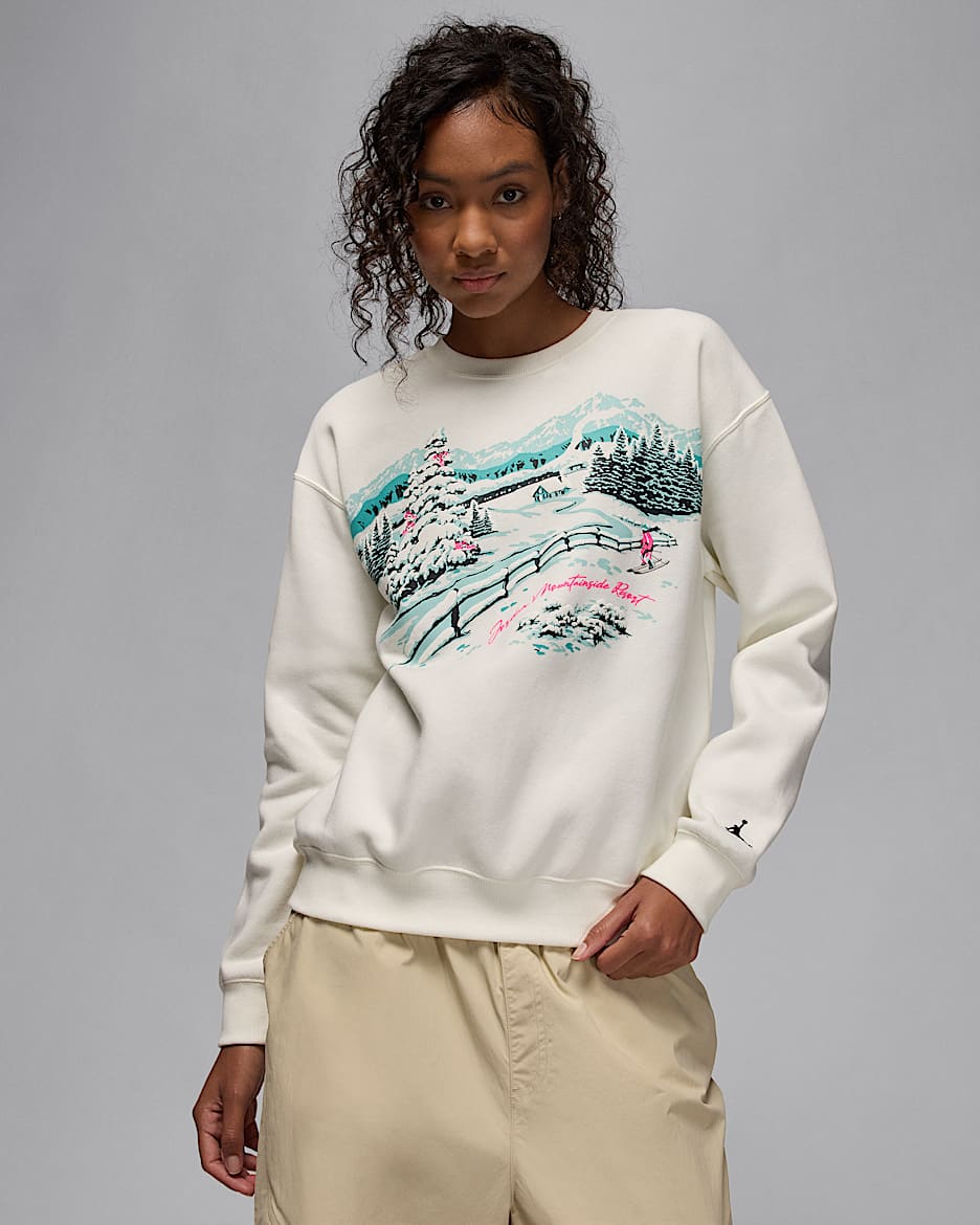 Jordan Brooklyn Fleece Women's Crew-Neck Sweatshirt - Sail/Midnight Green/Black