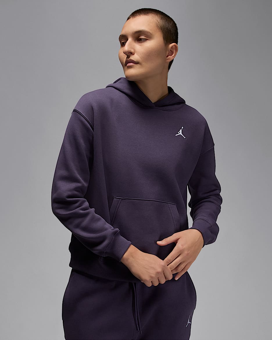 Jordan Brooklyn Fleece Women's Pullover Hoodie - Dark Raisin/White