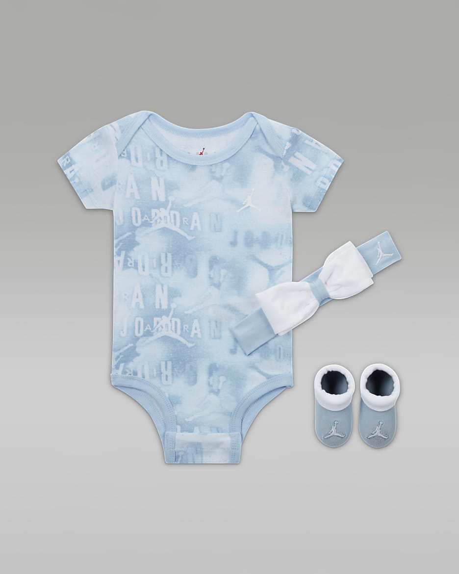 Jordan Essential Printed Bodysuit Box Set Baby Set - Ice Blue