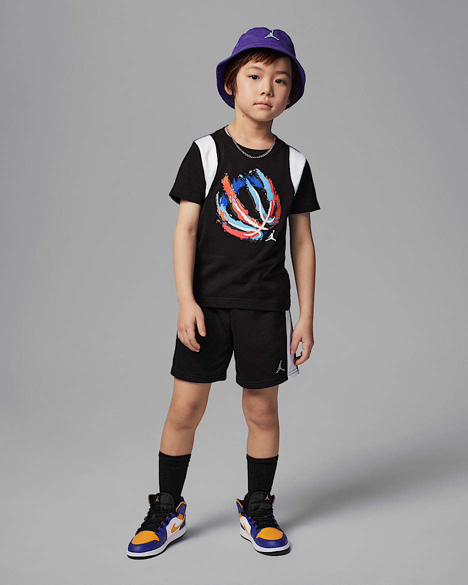 Jordan Bball Fire Mixed tweedelige shortsset voor kleuters - Zwart