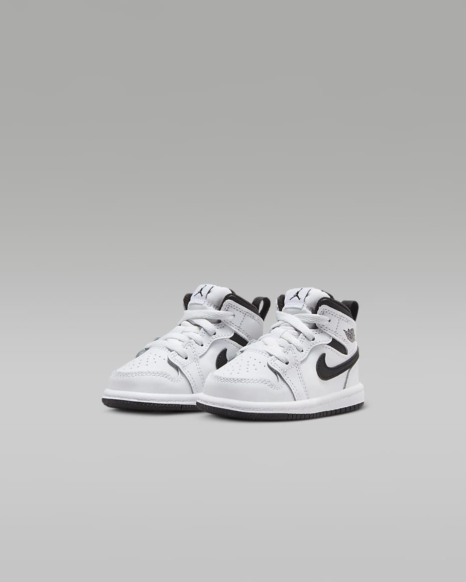 Jordan 1 Mid Baby/Toddler Shoes - White/White/Black/Black