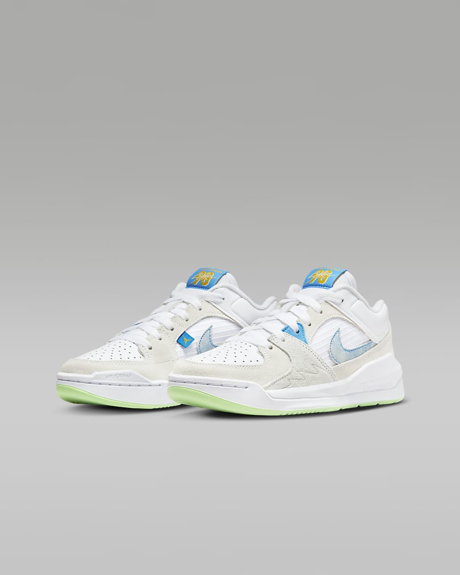 Jordan Stadium 90 Older Kids' Shoes - White/Vapour Green/Taxi/Dark Powder Blue